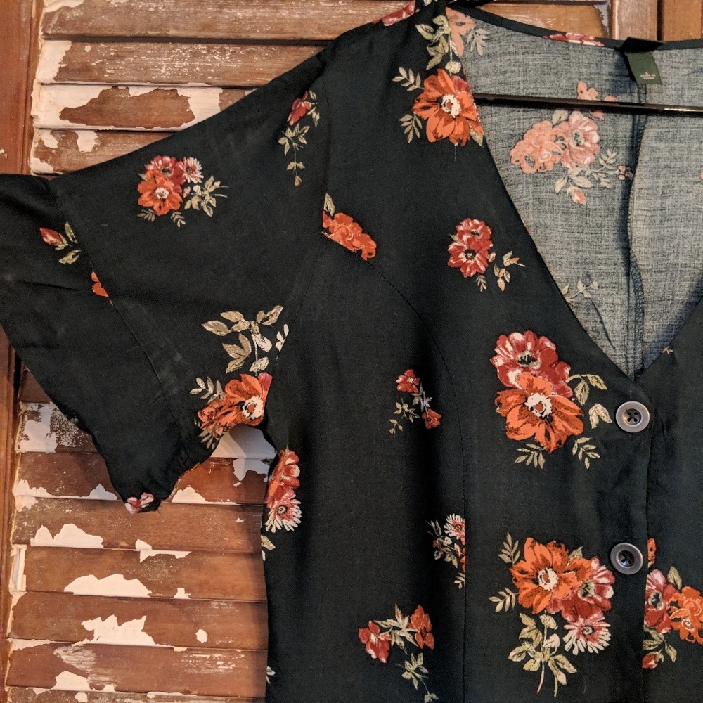 Dark green floral dress
